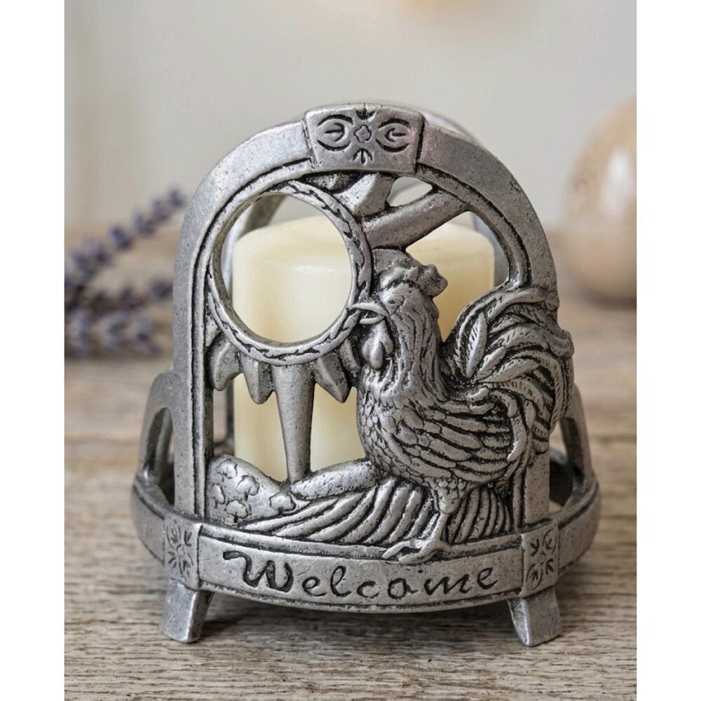 Vintage Yankee Candle Rooster Votive Holder Welcome Farmhouse Kitchen Decor